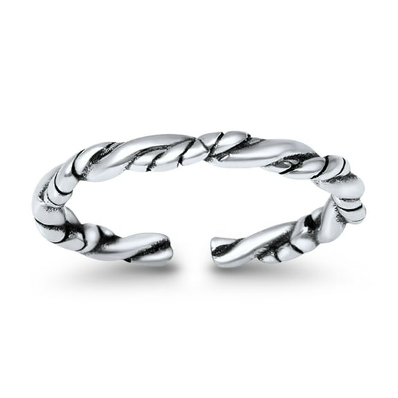 2mm - Rope Toe Band Ring 925 Sterling Silver Thin Adjustable Stylish Rings for Women