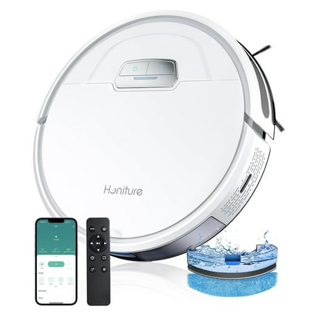 Honiture Robot Vacuum, 4000Pa Smart Robot Vacuum Cleaner and Mop Combo Compatible with Alexa/Wifi/App, 150min Runtime, for Pet Hair, Hard Floors, Carpet, Blanket