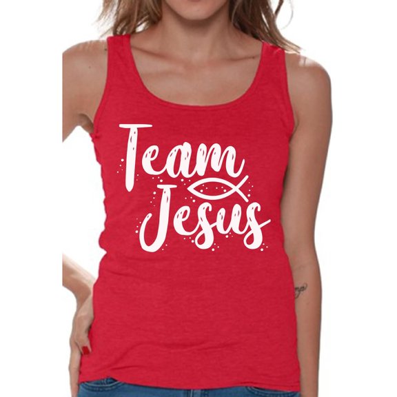 Awkward Styles Team Jesus Tank Top for Her Christian Shirts Christian White Clothes for Women Team Jesus Ladies Tanks Christ Tshirt for Ladies Christian Gifts Jesus Shirts Jesus Clothing Collection