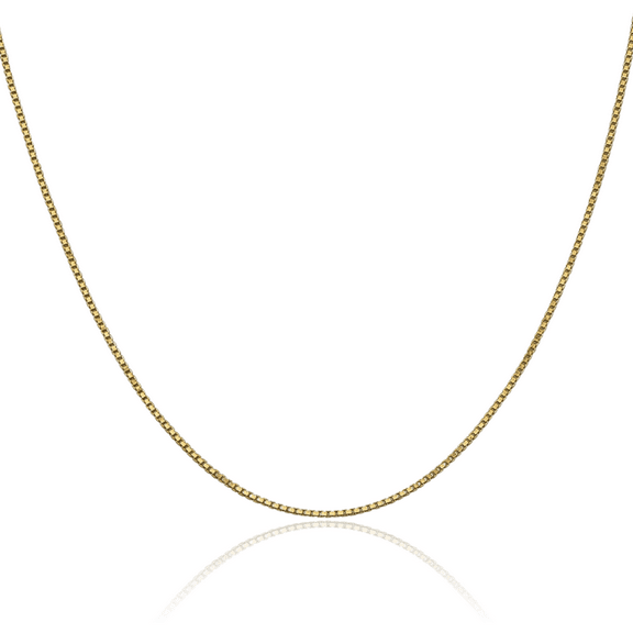 14K Solid Yellow Gold 1mm Box Link Chain Necklace