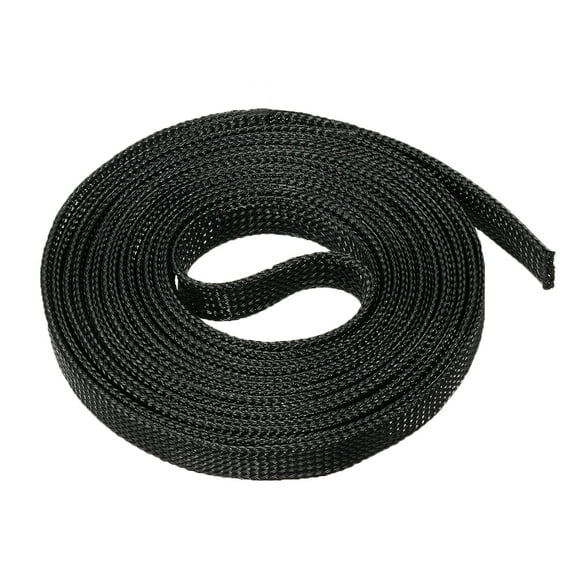Unique Bargains Manchon Tressé Extensible pour Animaux 3/8 Pouces 10 Pieds, Noir