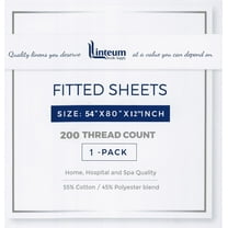 Linteum Textile Full White Fitted Bed Sheets, 54x80x12 Inches, 200 Thread Count (1 Pack)