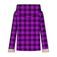 thumbnail image 5 of Winter Sherpa Coat for Women with Hood Plaid Checkered Print Long Sleeve Faux Fleece Lined Thick Warm Jackets (2XL, Purple), 5 of 7