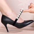 thumbnail image 4 of 2Pairs Pearl Beaded Shoe Straps Elastic Shoe Laces Beads High Heel Shoelaces Anti Loose Shoelace Belt Ankle Straps Detachable Shoe Strap Band, 4 of 9
