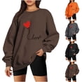 thumbnail image 4 of Crewneck Sweatshirts for Women Valentine's Day Cute Funny Graphic Print Pullover Tops Casual Long Sleeve Shirt(Orange,XL), 4 of 4