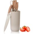 thumbnail image 1 of Kitchen Knife Set, Retrosohoo 6-Pieces Khaki Sharp Knife Set for Kitchen, Non-Stick Non-Slip Stainless Steel Chef Knife Set with Universal Knife Block Suitable for Home Restaurant (Khaki), 1 of 7