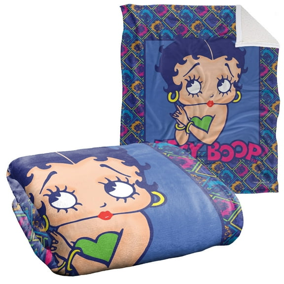 Betty Boop Blanket, 50"x60", Pop Betty Silky Touch Sherpa Back Super Soft Throw Blanket