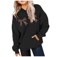 thumbnail image 2 of Aocisk Sweat à Capuche Court à Manches Longues et Col Rond Imprimé Nœud pour Filles Noir 11-12 Ans, 2 of 3