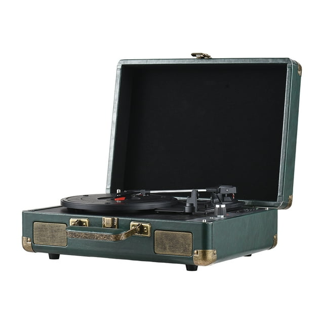 Mistaha Tourne-Disque Vinyle Rétro Portable avec Connectivité Bluetooth et Système de Son Hi-Fi - Vert, Prend en Charge les LP de 7/10/12 Pouces