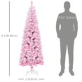 thumbnail image 2 of Pink 6ft Snow Flocked Pencil Artificial Christmas Tree – Indoor Holiday Decor with Auto Open & Steel Base, 2 of 7