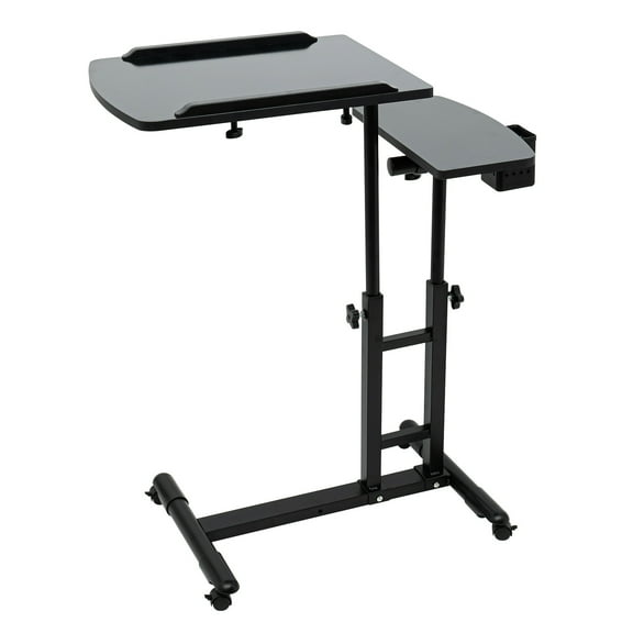 Peakora Adjustable Overbed Table with Wheels | Dual Workbench Station for Artists, Removable Pen Frame & Baffle Design, Portable Workstation