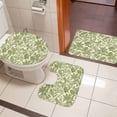 thumbnail image 5 of Tropical Plant Leaves Bathroom Rugs Set Watercolor Palm Leaf Linen Texture Non Slip Absorbent Soft Bath Mats 3 Piece Set with Bathroom Rug, U-Shaped Floor Mat, Toilet Seat Cover Small Size, 5 of 9