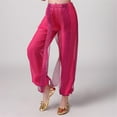 thumbnail image 5 of TEAJOPSUU Girl's Harem Dance Pants High Waisted Tribal Pants Sequin Stage Performance Pants Soft Stretchy Ankle Tied Pants A-Hot Pink, 5 of 5