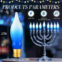 OPVM-22 Pack Hanukkah Menorah Flame Lights Bulb, Blue & White Electric Hanukkah Menorah Flame Shaped Replacement Bulbs, C7/E12 Candelabra Base, 5 Watt, 120 Volt