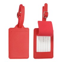 Uxcell Luggage Tags, PU Leather Travel Luggage Tags Identifier Suitcase Labels for Baggage Privacy Protection Accessories Ships Red