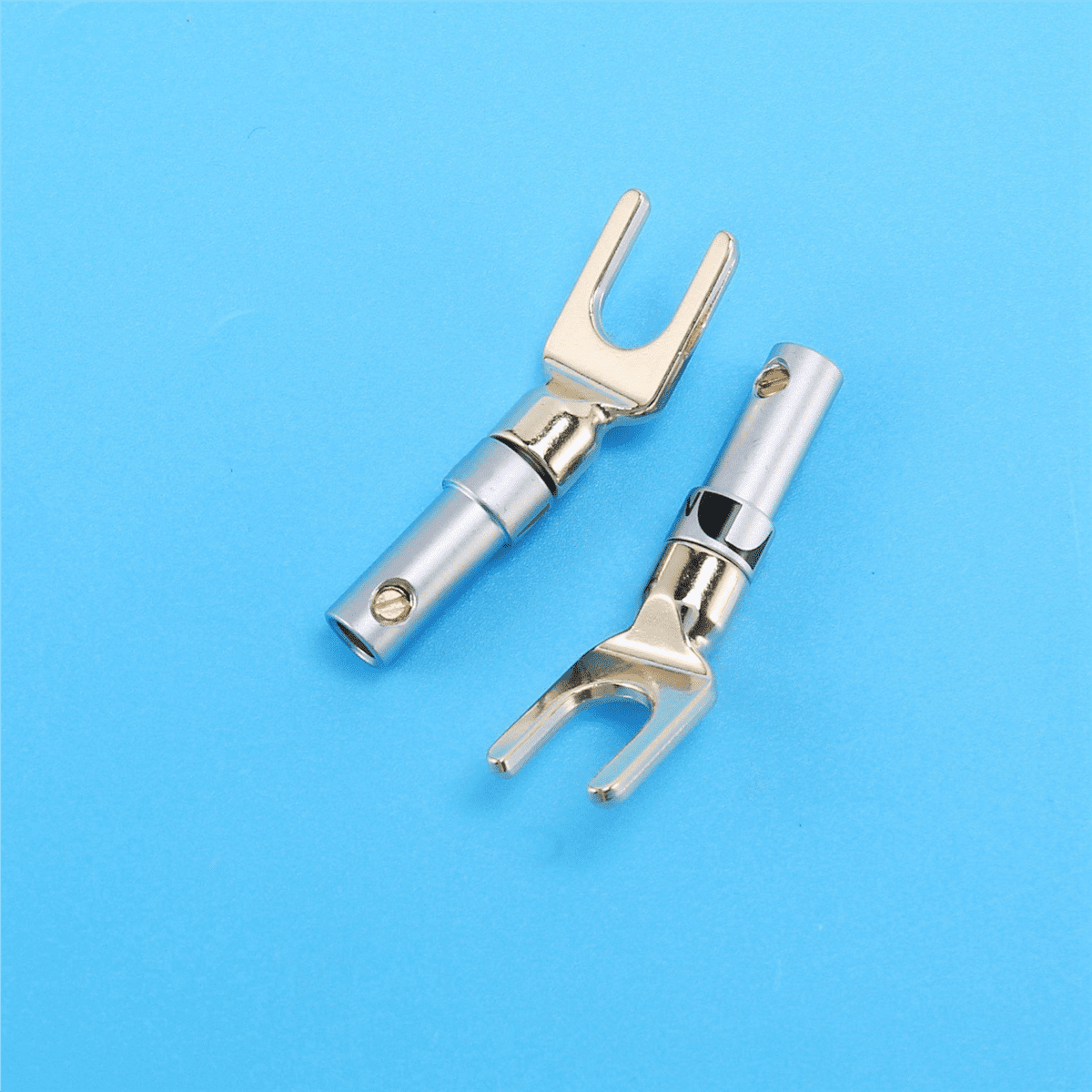Y Plug 45 Degree Terminal Spade Connector for Speaker Wires DIY/Speaker Connecti Wire DIY - Pack of 24(12 Black+ 12 Red),12 x Black plugs 12 x Red plugs,Gold & silver