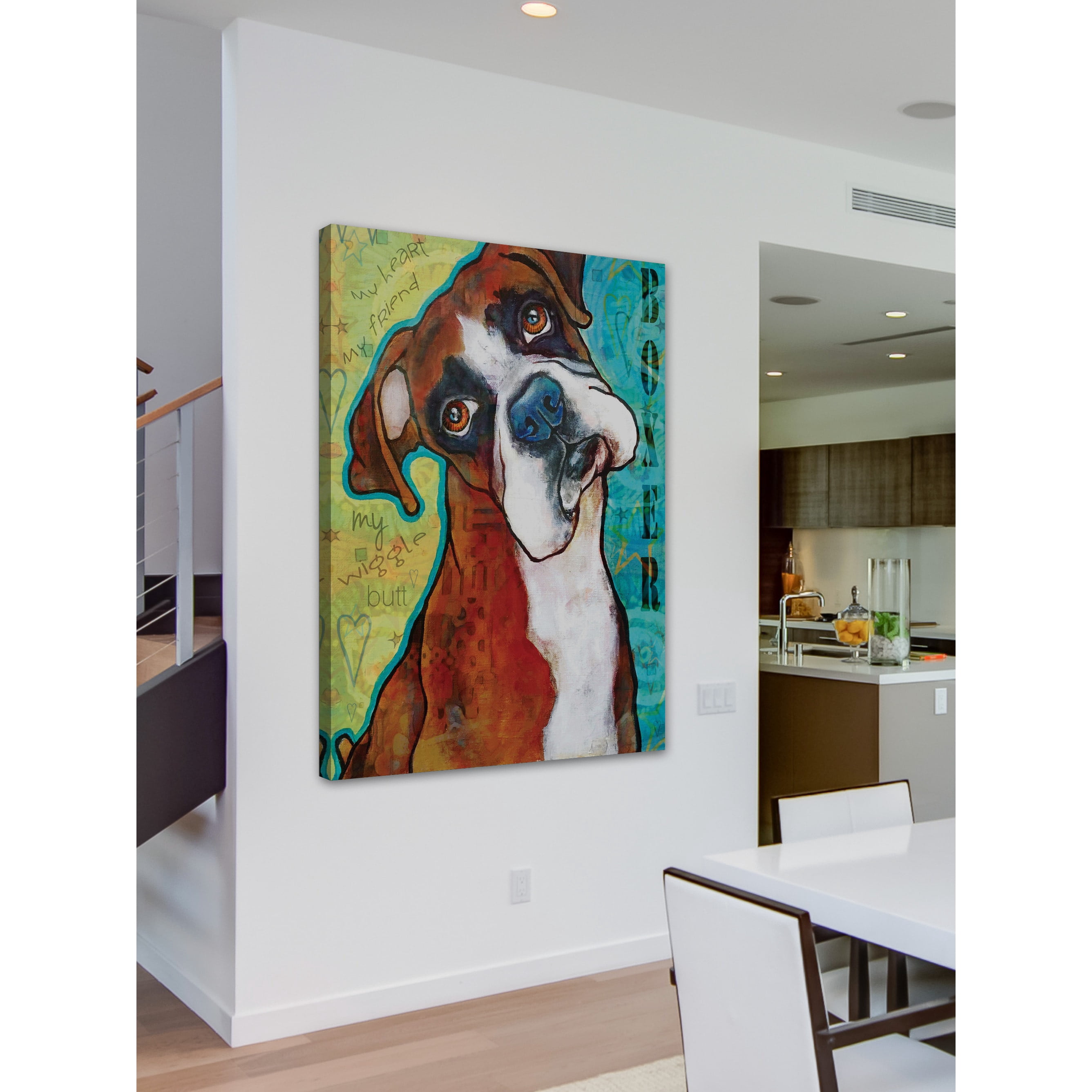 MARMONT HILL  - 'Boxer Pop Art' Painting Print on Wrapped Canvas - Multi-Color 40 x 52