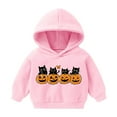 thumbnail image 2 of SERTG Kids Halloween Hoodie Sweatshirt with Cute Printed Fashion Soft Comfortable Long Sleeved Top for Children 2-7 Years(Pink,3 Years), 2 of 5