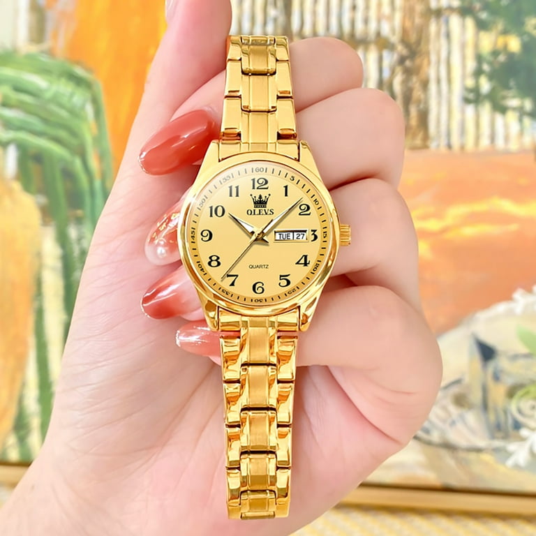 OLEVS Women Watches Business Dress Female Ladies for Small Wrist Watch Gold Silver Tone Stainless Steel Band Analog Quartz Day Date Waterproof Lady Watches Walmart