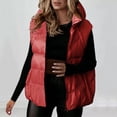thumbnail image 2 of jtjvou Plus Size Puffer Vest Women Lightweight Hooded Quilted Sleeveless Jackets Winter Zipper Down Gilet Warm Waistcoat Red S, 2 of 6