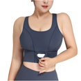 thumbnail image 2 of Womens Sports Bras Bagged Sports Underwear High Waist Gathered Abdominal Heart Showing Thin Yoga Bra Beautiful Back Hollowed Out Fitness Bra Sports Bra Navy 4XL, 2 of 6