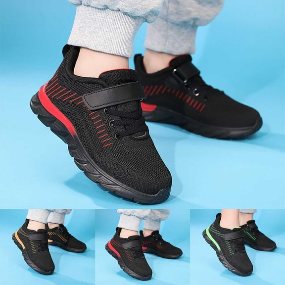 RTKFRFLM Kids Mesh Running Shoes Lightweight Breathable Performance Sneakers Red 13-13.5 Years