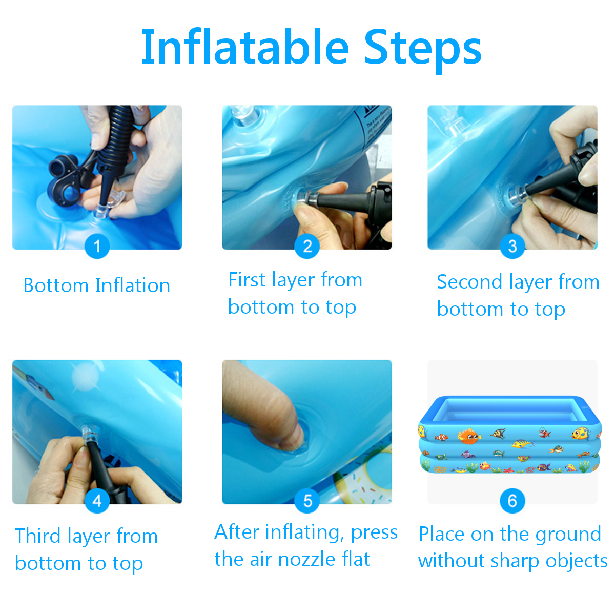 Buy Bestgoods Inflatable Swimming Pool Rectangular Kiddie Pool Blow Up