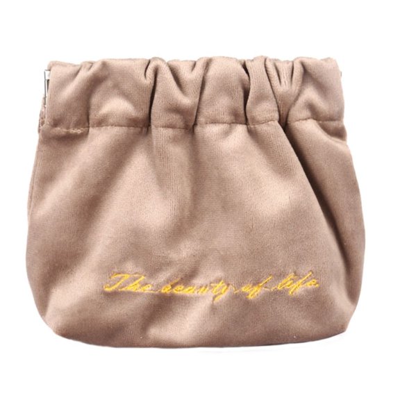 Vintage For Women Multifunctional Simple Small Velvet Travel Toiletry Bag Storage Bag Women Cosmetic Bag Lipstick Case COFFEE