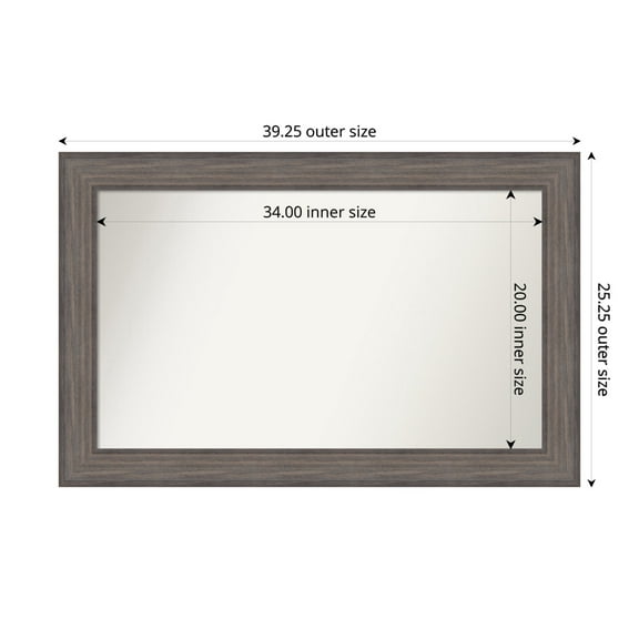 Amanti Art Custom Wall and Bathroom Mirror (25.25 x 39.25 in.), Country Barnwood Frame
