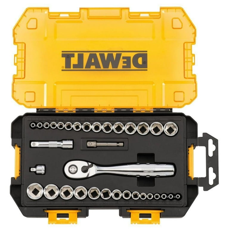 DEWALT 34-Piece Socket Set with Ratchet, 1/4-Inch & 3/8-Inch Drive