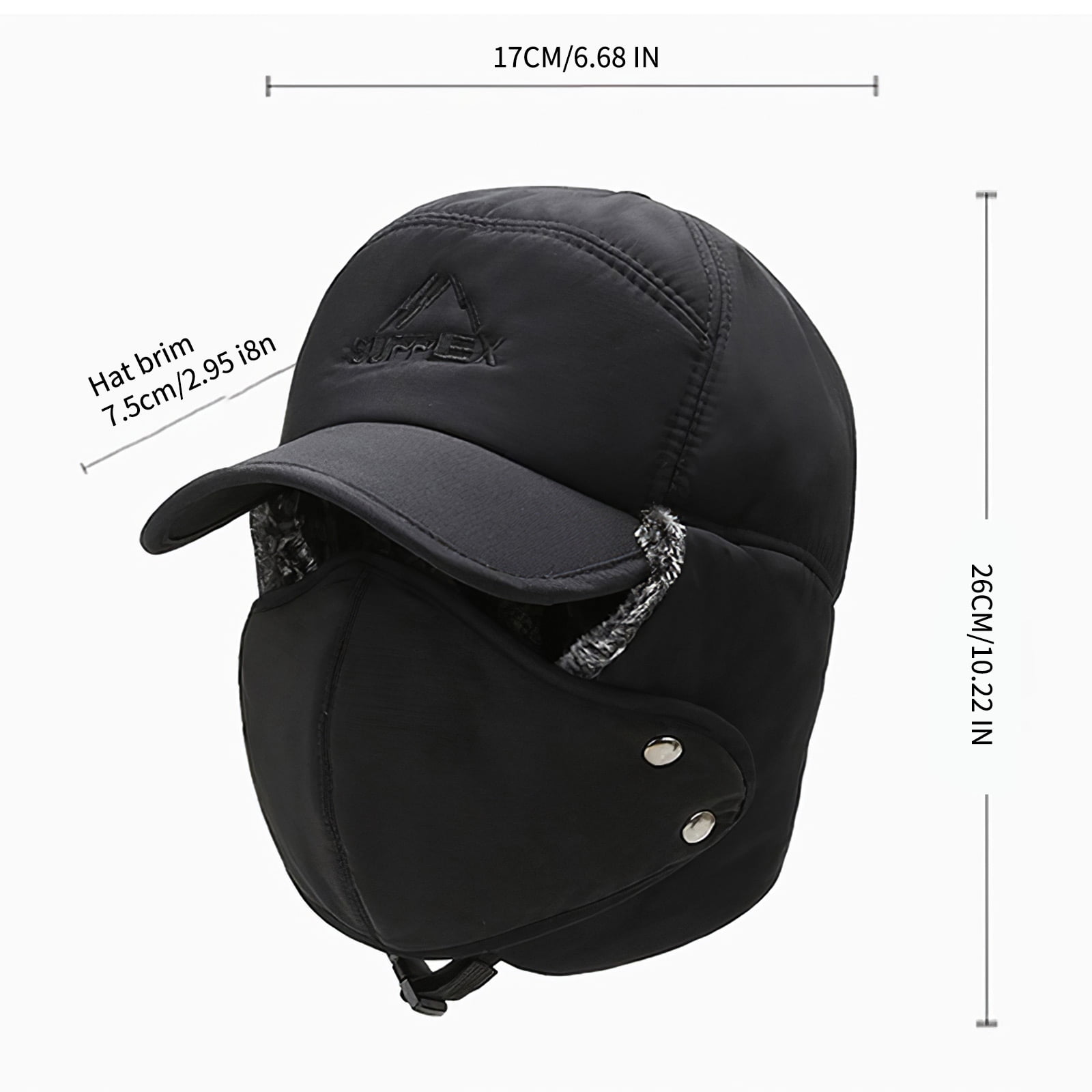 Details about   Winter Windproof Sports Cap Windproof Warmth Fleece with Ear Flaps Peaked Cap 