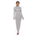 thumbnail image 4 of TopLLC Longues Robe à Manches à Col Rond pour Femme Décontractée Couleur Col Montant Manches Longues Extensible Ajustée Longue Robe Haut pour Femme en Liquidation, 4 of 6