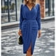 thumbnail image 1 of Vestido cruzado con cuello en V,Vestido cruzado con dobladillo largo y cuello en V Vestido ajustado Rendimiento probado, 1 of 8