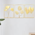 thumbnail image 3 of 3 PCS 24" Metal Wall Art Hanging Sculpture Gold Leaf Home Garden Decor Wall Art Ornament, 3 of 14