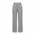thumbnail image 5 of Women's Wide Leg Pants Gingham Plaid Casual High Waisted Cotton Blend Pants Comfy Summer Trousers with Pockets Black XL(XL), 5 of 6