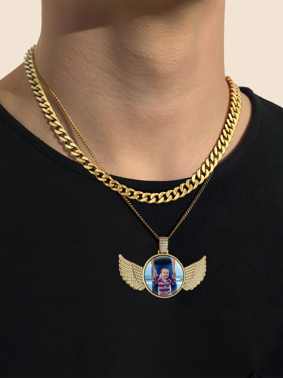 FaithHeart Cuban Link Chain Necklace for Men Stainless Steel Gold Plated Jewelry Gift with Card To My Son Birthday Christmas Graduation 7mm 20"