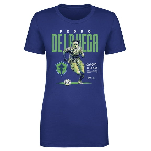 Women's 500 Level Pedro de la Vega Blue Seattle Sounders FC Bitmap T-Shirt
