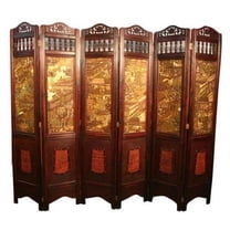 Vintage Oriental Style 6 Panels Screen Room Divider