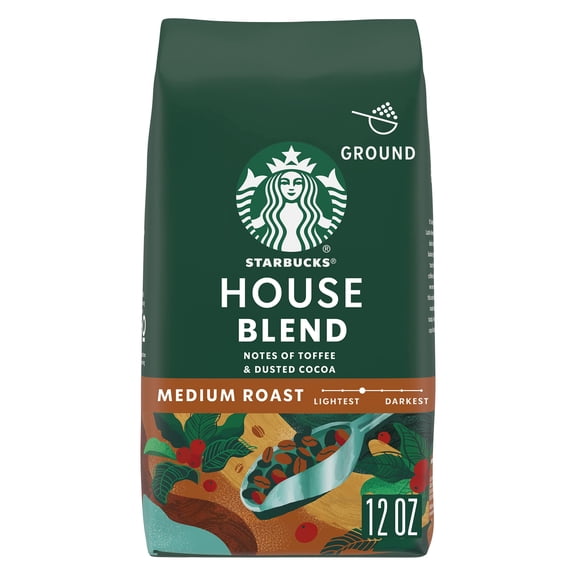 Pack of 2 - Starbucks Ground Coffee, Medium Roast Coffee, House Blend, 100% Arabica, 1 Bag (12 Oz)