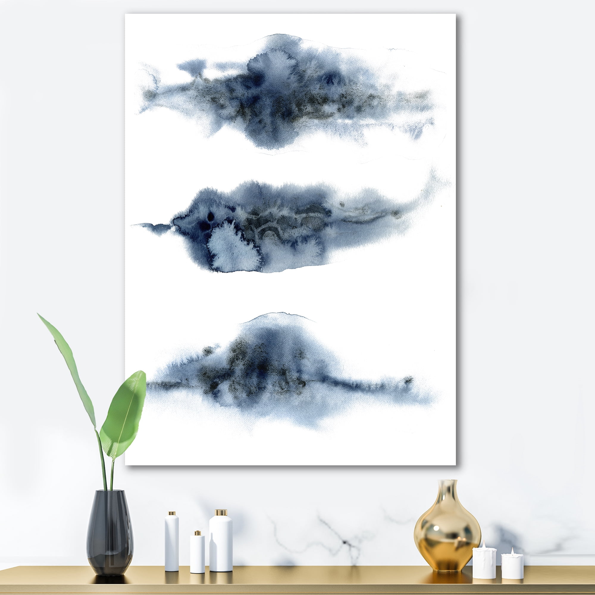 Designart ' Abstract Of Clouds Dark Blue Colored V ' Modern Canvas Wall Art Print