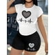 thumbnail image 1 of Women's round-neck top, 100% cotton, heart print, 1 of 6