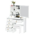 thumbnail image 2 of Coiffeuse avec Miroir Coulissant / 6 Tiroirs et Étagères Ouvertes / Solution Compacte de Rangement pour Chambre, 2 of 8