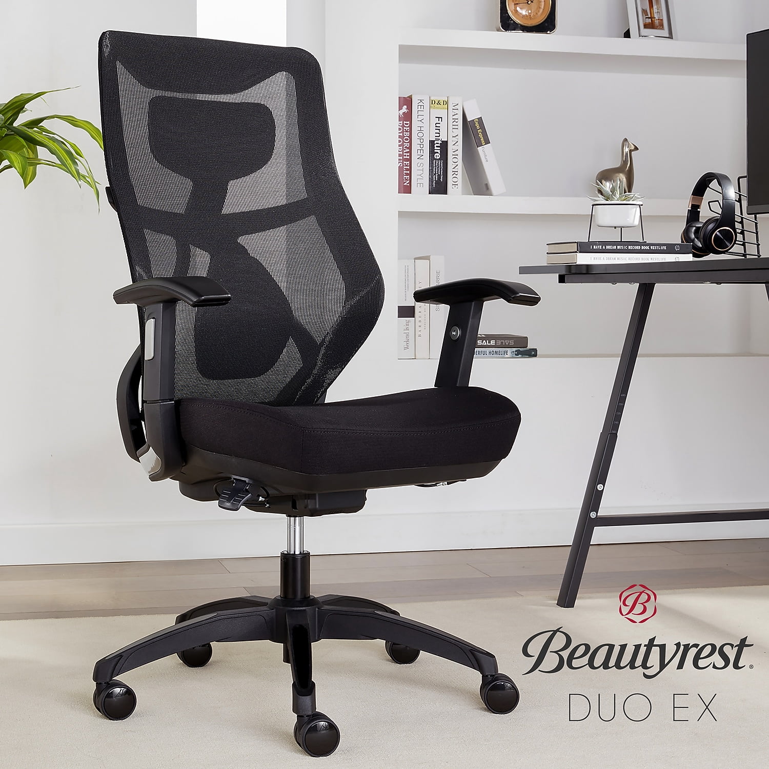Zhejiang Hengyu Plastic Technology Co Ltd Beautyrest Duo-EX Mesh Seat Height Adjustment Swivel Desk Chair, Black/Gray