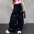 thumbnail image 2 of Ruyang Girls Parachute Pants Kids Wide Leg Cargo Pants Y2K Butterfly Street Trousers Pockets Loose Baggy Hiking Pants Grunge Clothes, 2 of 4