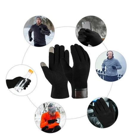 Vbiger Winter Gloves Anti-slip Touch Screen Gloves Warm Cotton Gloves Cold Weather Gloves Casual Outdoor Sports Gloves for Men, Black