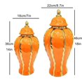 thumbnail image 2 of Gold and White Ginger Jars,White Vases Home Decor,Handmade Porcelain Vases with Lid for Living Room,Ceramic Vase 18 in for Cafe,Beautifully Packaged Gifts (Orange, 14in), 2 of 14