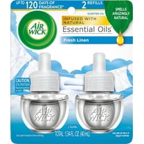 Air Wick Scented Oil 2 Refills Fresh Linen, Essential Oils, Air Freshener, 2x0.67 oz