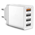 thumbnail image 2 of RV Cargador de corriente USB, carga rápida 3.0 33W/6A Cargador de pared rápido de 4 puertos Adaptador de toma de corriente USB múltiple universal para iPhone 12/11/XR/XS/X, Samsung GalaxyS21/S20/S10/S9/Note,Xiaomi Rojo Verde, 2 of 4