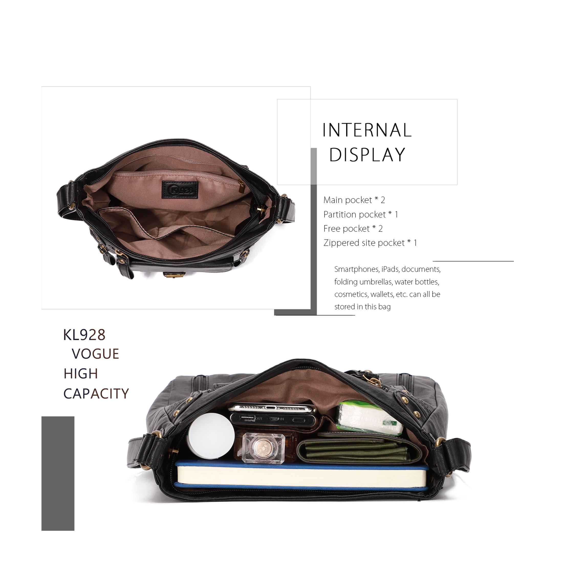 KL928 Messenger Bags for Women Leather Handbag Brown Crossbody Purse Women's Gifts
