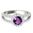 thumbnail image 2 of Mauli Jewels Rings for Women 1.65 Carat Diamond and Round Shaped Amethyst Ring 4-prong 10K White Gold, 2 of 6